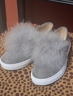 Steve Madden Gray Faux Fur Slip-On Mules